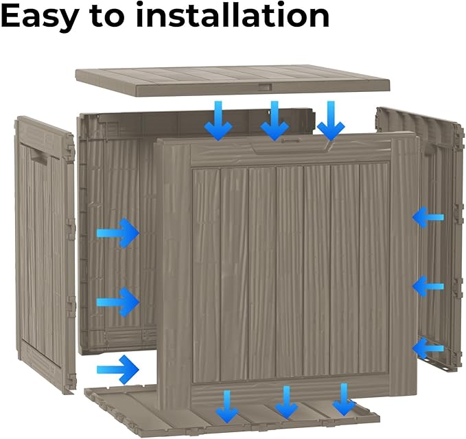 Decksplore 35 Gallon Outdoor Storage Box Waterproof Lockable Resin Deck Box - Image 5