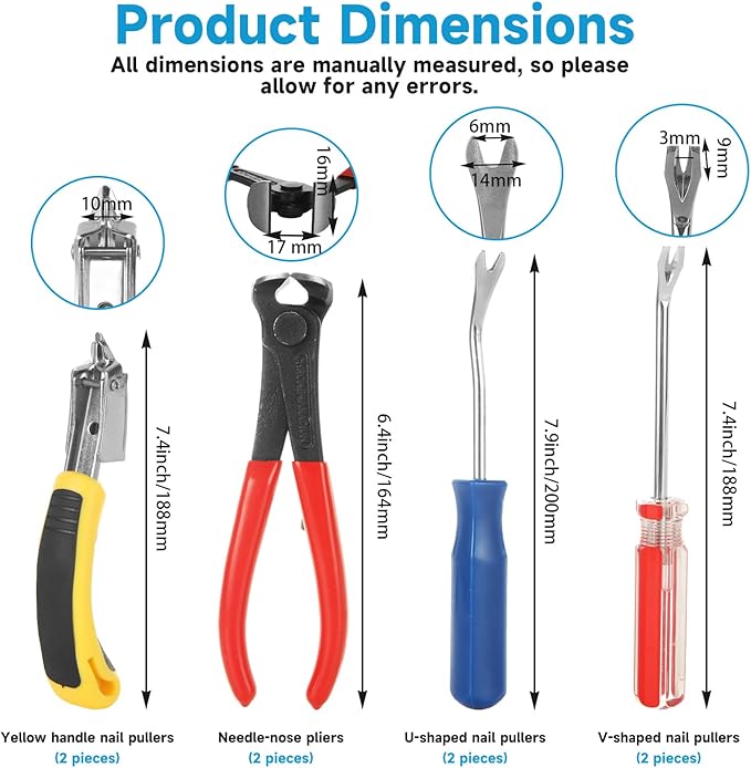 STARVAST 8PCS Nail Puller and Staple Remover Tool Set, Including End Clippers - Image 2