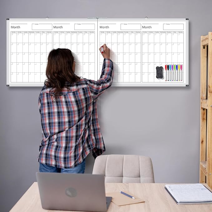 Lincia 48" x 18" Magnetic Horizontal 4 Month Dry Erase Calendar - Image 5