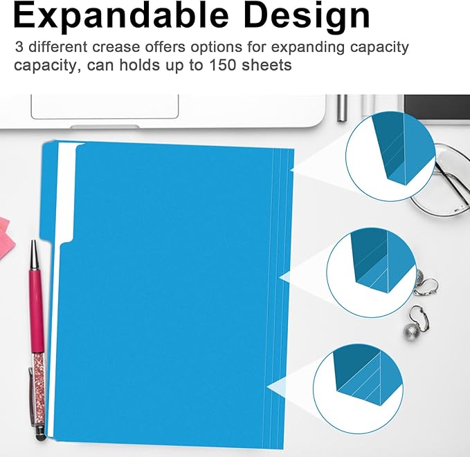 File Folder, RAZCC 100 Pack 1/3 Cut Tab File Folders Letter Size, Colored - Image 5
