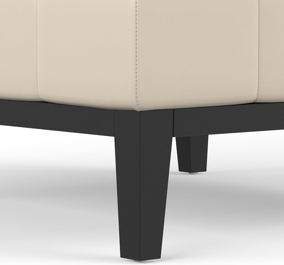 SIMPLIHOME Dover 36" Wide Vegan Leather Storage Ottoman in Satin Cream