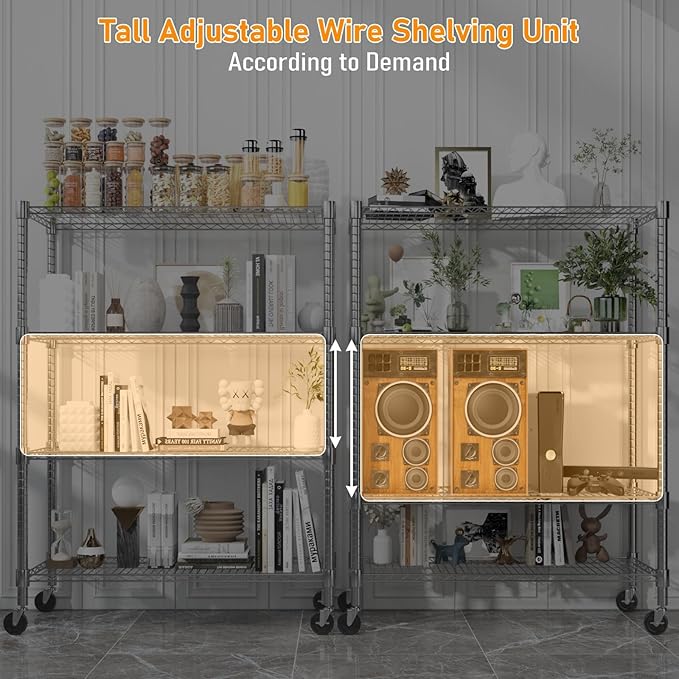 Himimi 4-Tier Heavy Duty Steel Wire Rack Storage Shelving, Adjustable Metal - Image 6