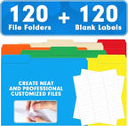 File Folder, HERKKA 120 Pack 1/3 Cut Tab File Folders, Colored File Folders - Image 6