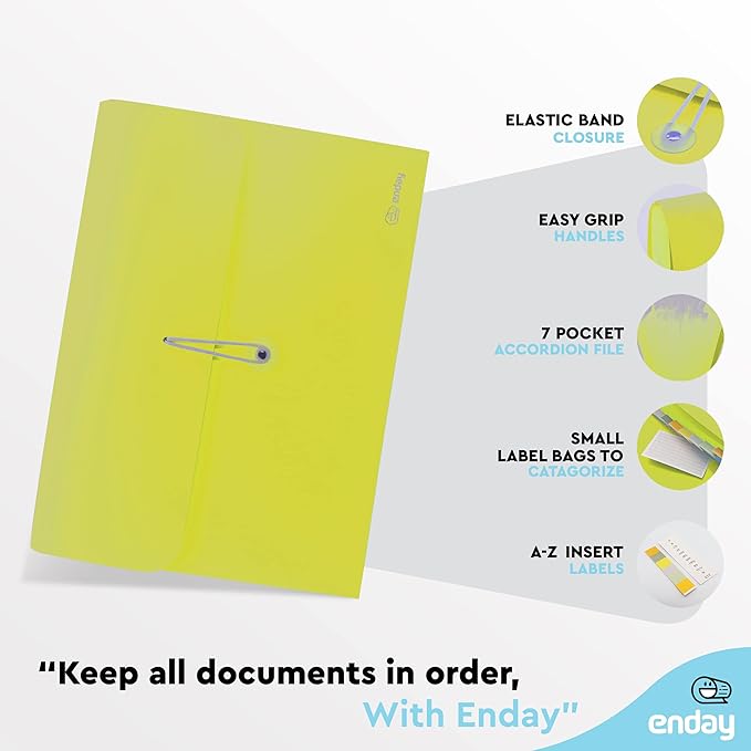 Accordion File Organizer Green, 7 Pocket Expanding File and Cover Folder - Image 4