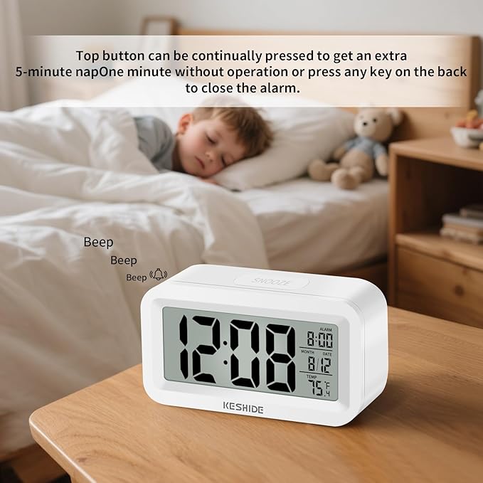 KESHIDE Travel Digital Alarm Clock, Battery Operated - Image 3