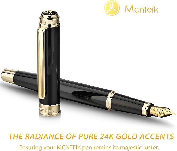 MCNTEIK 317 Fountain Pen, Stunning Luxury Black Piano Lacquer, 18K Gilded Nib - Image 3