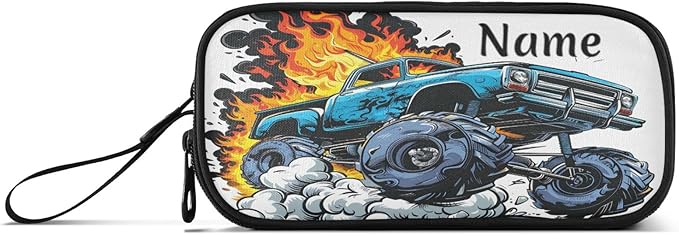 BOENLE Custom Truck Flame Pencil Case Box Boys Girls Personalized Name Large - Image 8