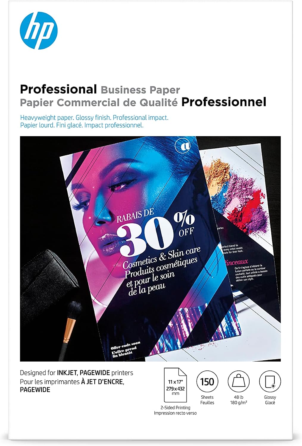 hp professional business paper, glossy, 11x17 in, 48 shown in use