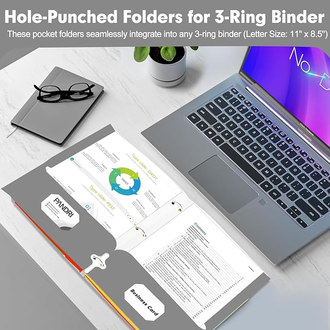 Two Pocket Portfolio Folders, PANDRI 60 Pack 3 Hole Punched 2 Pocket Folders - Image 5