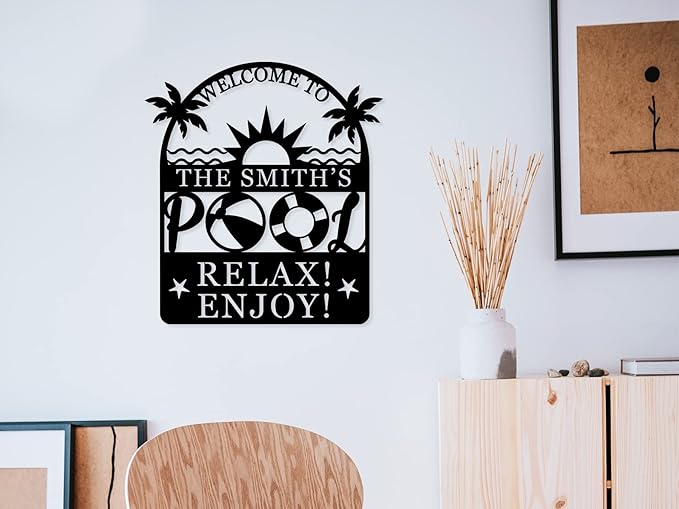 Personalized Pool Sign, Pool Gift, Custom Pool Decor, Custom Metal Pool Sign - Image 5