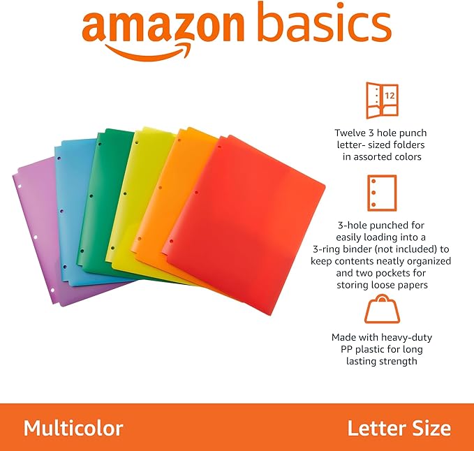 Amazon Basics Plastic 3 Hole Punch Folders - Image 2