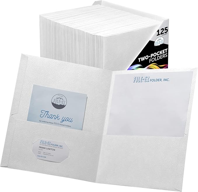 FILE-EZ Two-Pocket Folders, Textured Paper, Letter Size by FILE-EZ