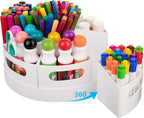 CraftGenes Rotating Art Supply Organizer, 7 Removable Compartments, White | Extra-large 360-degree desk caddy for markers, crayons and craft supplies, with 7 removable compartments and a non-slip base.