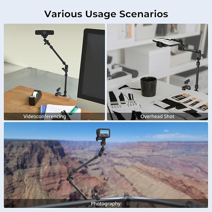 SMALLRIG 22" Magic Arm Clamp, Overhead Phone Mount Holder Stand, Flexible Desk - Image 8