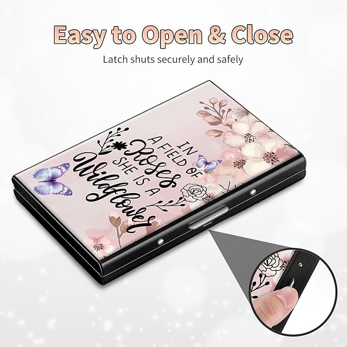 BWEGRHE Slim Credit Card Holder, Sakura Butterfly RFID Blocking Metal Wallet - Image 6
