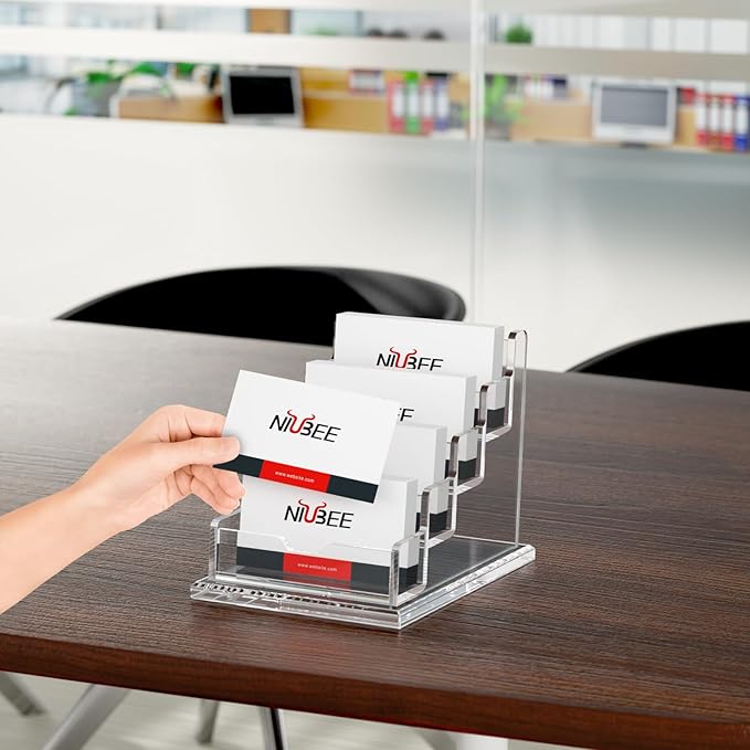 NIUBEE Clear Business Cards Holders 4 Tier Acrylic Card Holder - Image 6