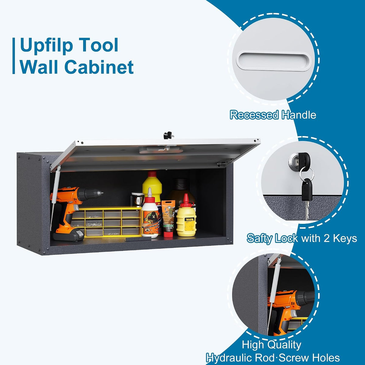 5-piece garage storage cabinets system heavy duty workshop showing dimensions