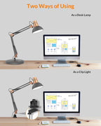 lepower metal adjustable desk lamp with clamp, swing, side view