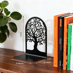 HappyHapi 7 Pair Book Ends, Metal Bookends for Shelves, Decorative Bookends | Decorative Book Holder for Shelf, Tree Stopper for Heavy Books, Black Book Ends for Home Office, 6.5 X 4.7 X 3.5 Inch