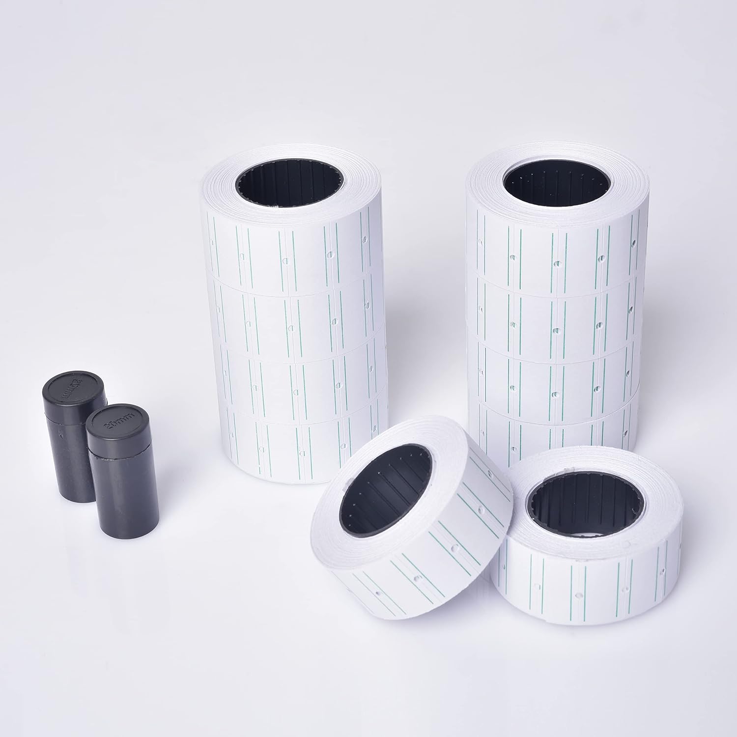 Price Gun Labels for GILLRAJ GX-7700 & MX-5500 - Unique Green-Margined Blank White Pricing Labels 10 Rolls 5000pcs + 2 Ink Cartridges