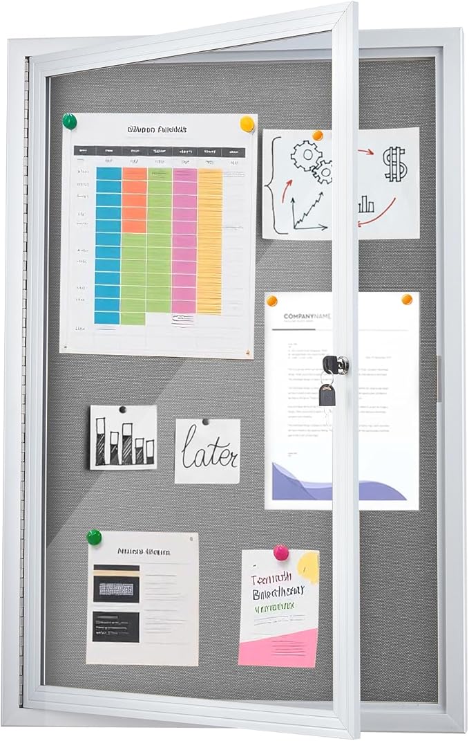 Homezelle Enclosed Bulletin Board 36"x24" Outdoor Weatherproof Cork Noticeboard by Homezelle