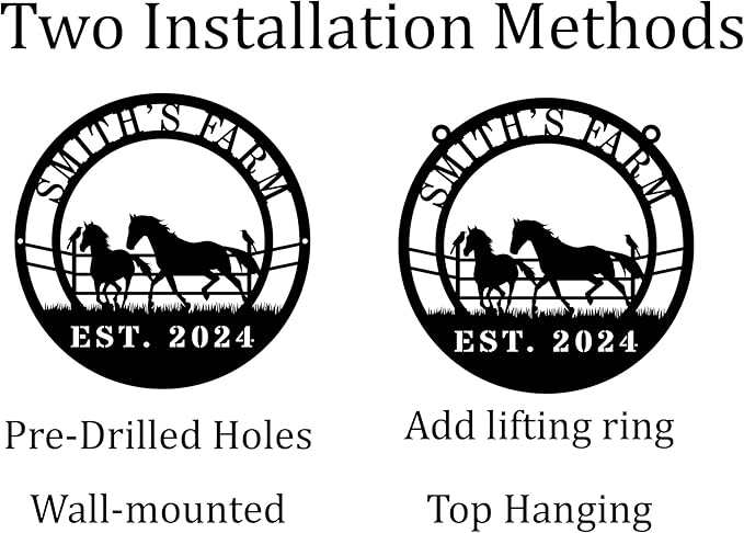 Personalized Horse Ranch Metal Sign Custom Farm Metal Wall Art Horse Name Sign - Image 3
