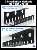 Delamu 2 Pack Metal Under Desk Cable Management Tray, U Channel Cord Organizer - Image 4
