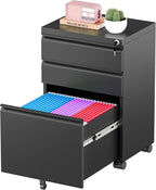 Greenvelly 3 Drawer Mobile File Cabinet by Greenvelly