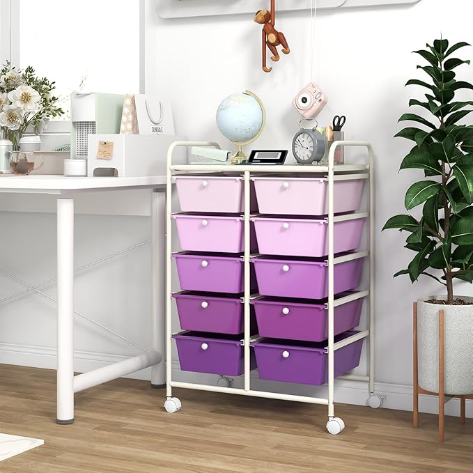 GOFLAME 10-Drawer Rolling Storage Cart, Art Craft Storage Organizer on Wheels - Image 9