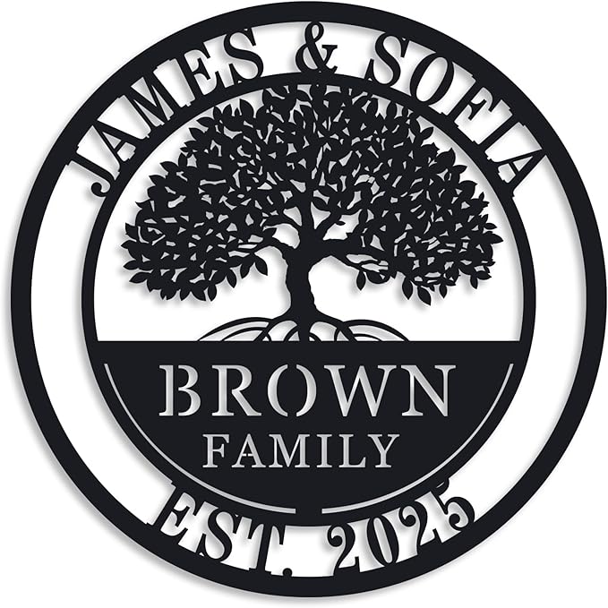 Custom Tree of Life with Roots Family Name Sign, Personalized Metal Sign by ENFODREAM
