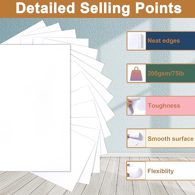 Silunkia 40 Sheets White Cardstock 8.5 x 11 Printer Paper, 75lb White Paper - Image 3