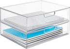 STORi STAX Plastic Stackable Organizer Drawers Clear | 12.5" Wide | Set - Image 8
