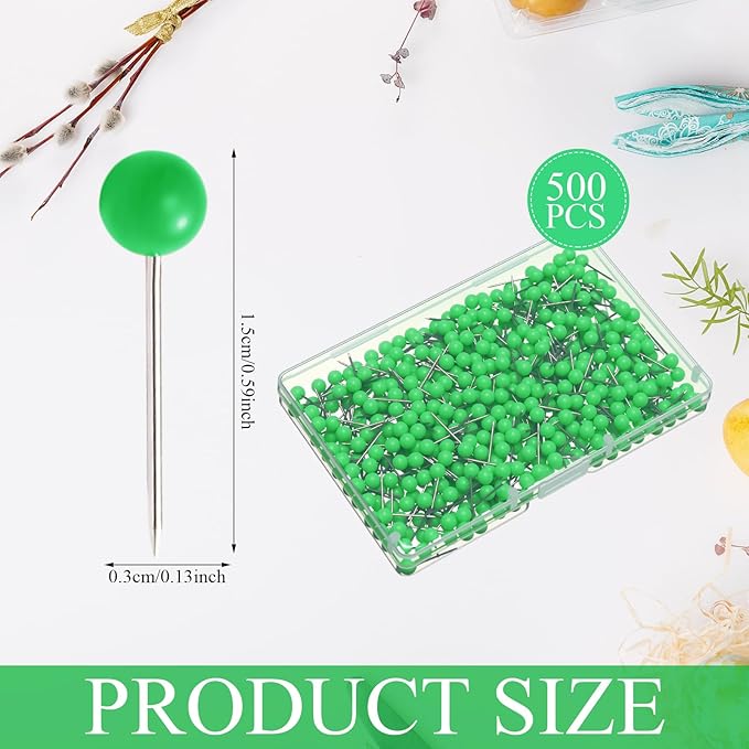 WILLBOND 500 Pack Map Push Pins Map Tacks Small Round Head Push Pins Thumb Tacks - Image 2