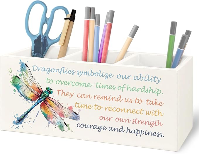 URLLUAE Inspirational Dragonfly Wooden Pen Pencil Holder by Unknown