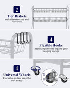 kitsure sports equipment organizer with wheels, garage ball, close-up detail