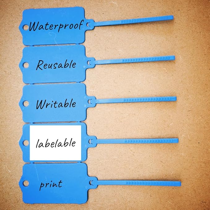 100pcs Reusable Blank Plastic Tags Ties Key Tags 1.45"*2.48" Serrated Tension - Image 6