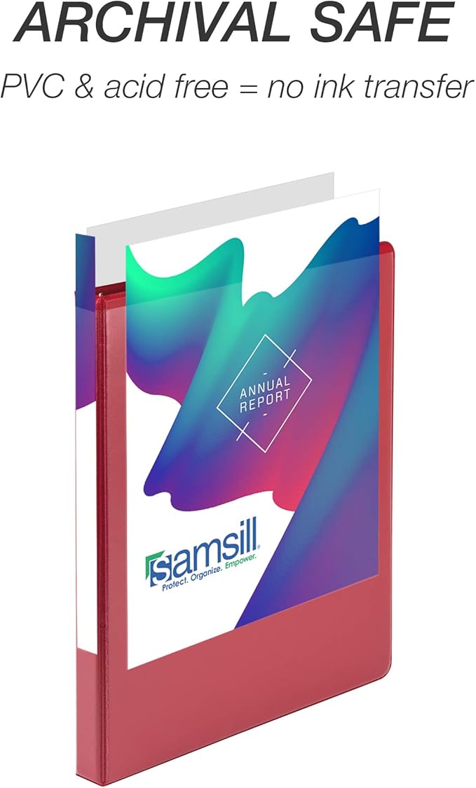 Samsill Durable .5 Inch Binder, Made in the USA, Round Ring Customizable Clear - Image 6