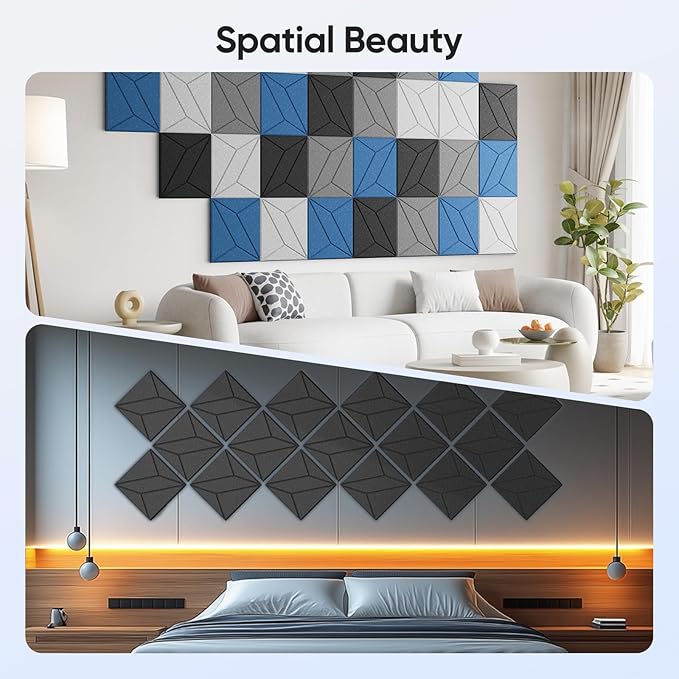 UNECHO 12 Pack 12" X 12" X 0.4" Acoustic Panels - Image 5