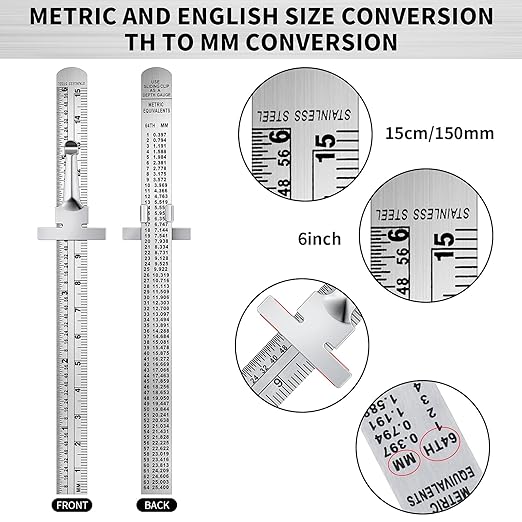 10 Pieces 6 Inch 15 cm Pocket Ruler Flexible Precision Stainless Steel Ruler - Image 2