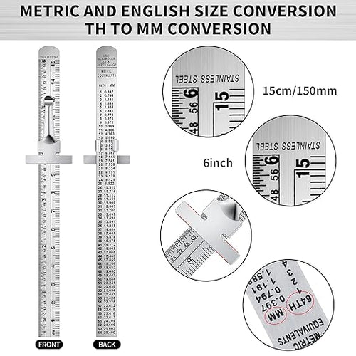10 Pieces 6 Inch 15 cm Pocket Ruler Flexible Precision Stainless Steel Ruler - Image 2