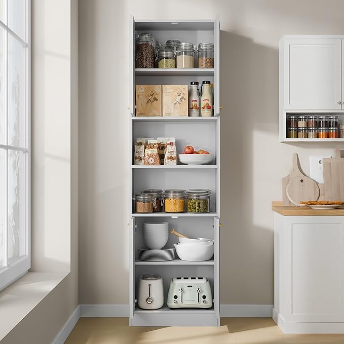 Cozy Castle Kitchen Pantry Cabinet, 4 Doors Open Countertop Utility Hutch - Image 3