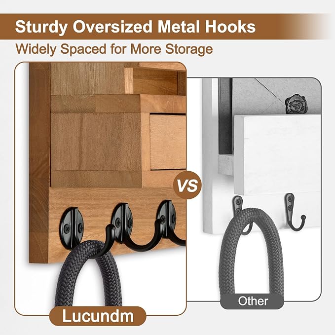 Lucundm Key Holder Wall Mount, Mail Holder - Image 5