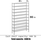 Regal Altair 14" Deep x 48" Wide x 86" Height Wire Shelving Kit | 10-Tier | NSF - Image 3