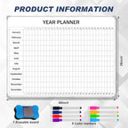 Lincia Extra Large 48" x 36" Magnetic Vertical Year Planner Dry Erase Calendar - Image 2