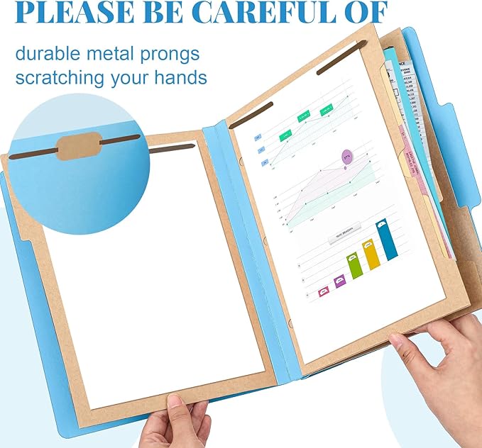 12 Pcs Classification Folders Letter Size 3 Pocket Dividers Employee File Folder - Image 3