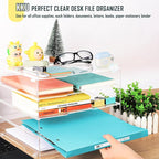 KKU 5 Tier Clear Acrylic Desk Organizer, Letter Tray Paper File Desk Organizer - Image 5