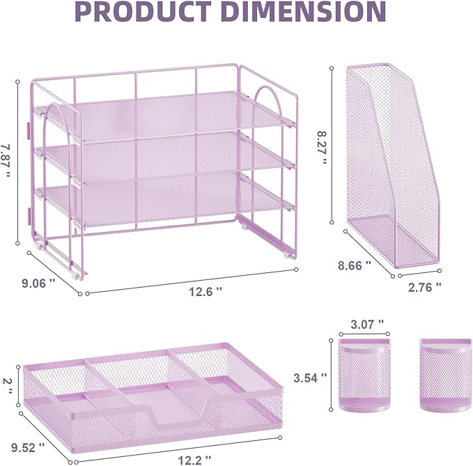 Marbrasse Desk Organizer and Accessories，4-Tier Paper Letter Tray Organizer - Image 4