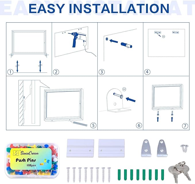 SWANCROWN Enclosed Bulletin Board Weatherproof 37x28in, Outdoor Lockable - Image 4