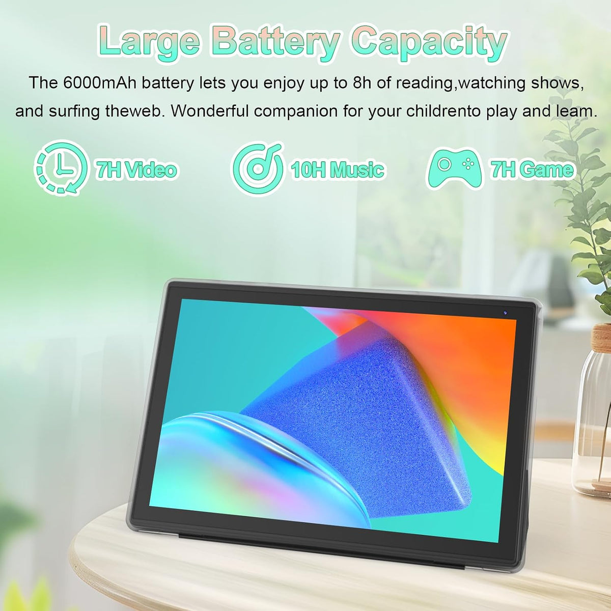 Android 15 Tablet 10 inch, 2 in 1 Tablets with Keyboard Case Mouse Stylus, 8G...