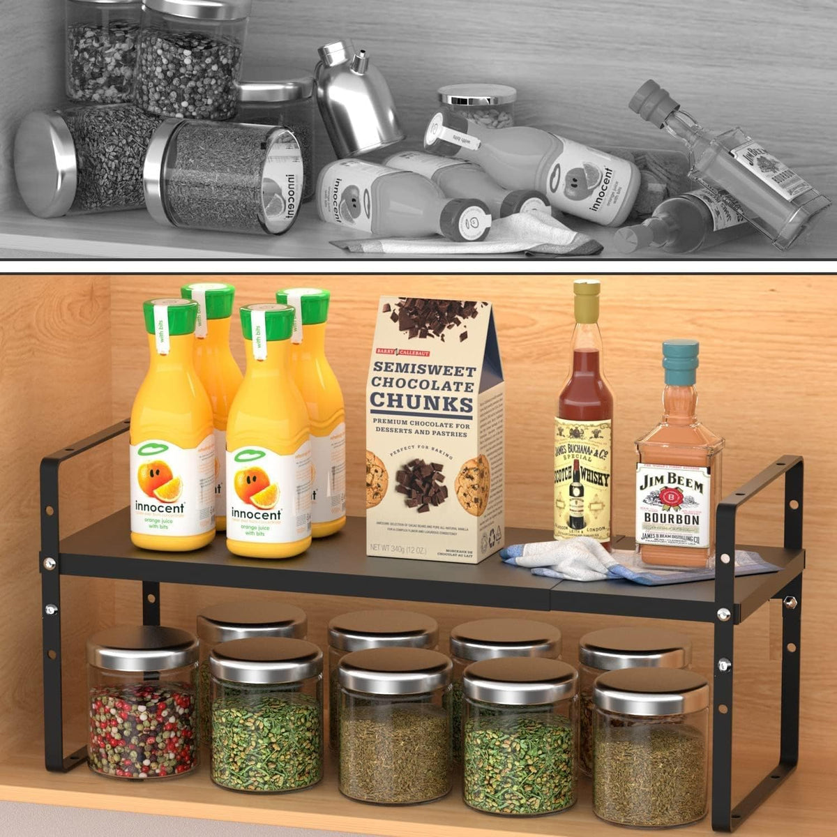 Jojocross Expandable Stackable Spice Rack Cabinet Shelf Organizer in Cabinets...